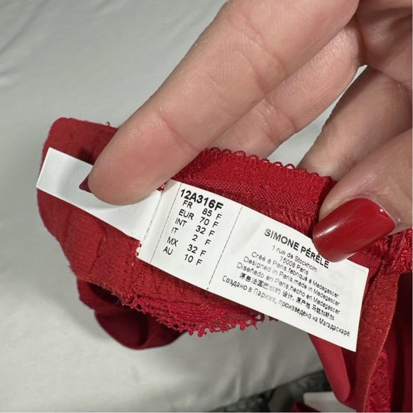 NWT $110 Simone Perele [ 32F ] Andora 3D Molded Underwire Bra Red #6217 - Picture 9 of 9
